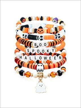 Halloween Stretch Bracelet Set Beaded Letter Charms Party Accessories